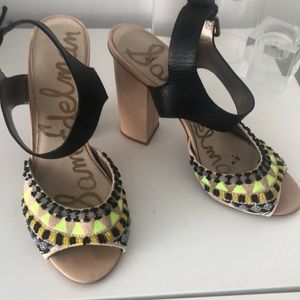 Sam Edelman Beaded Open Toe Pumps